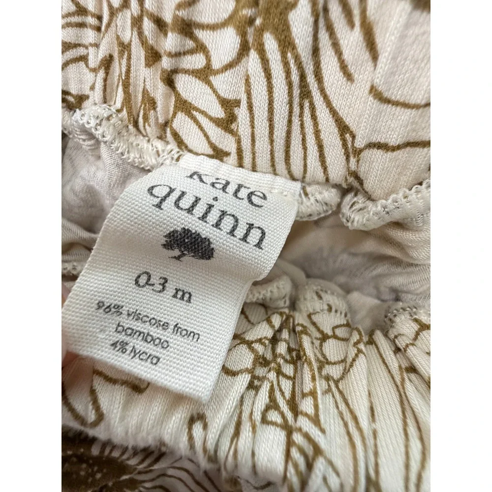 Kate Quinn Bamboo Ruffle Romper Bloomers Sunburst Cream Floral 0-3 3-6 M